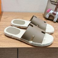 Hermes Antigua Espadrilles Men Epsom Calfskin In Grey