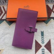 Hermes Bearn Wallet Epsom Leather In Purple