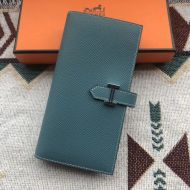 Hermes Bearn Wallet Epsom Leather In Teal