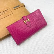 Hermes Bearn Wallet Alligator Leather Gold Hardware In Rose