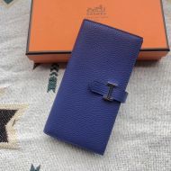 Hermes Bearn Wallet Togo Leather In Blue