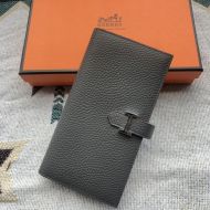 Hermes Bearn Wallet Togo Leather In Deep Grey