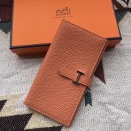 Hermes Bearn Wallet Togo Leather In Light Orange