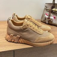 Hermes Bouncing Sneakers Unisex Canvas and Suede In Brown