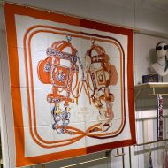 Hermes Brides De Gala Applique Pique Shawl 140 In Orange