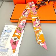 Hermes Carres Volants Twilly In Brown