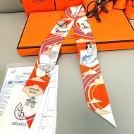 Hermes Carres Volants Twilly In Orange