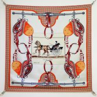 Hermes Carrick A Pompe Scarf 90 In Brown