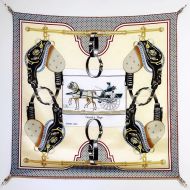 Hermes Carrick A Pompe Scarf 90 In Grey