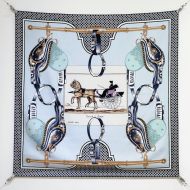 Hermes Carrick A Pompe Scarf 90 In Sky Blue