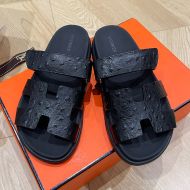 Hermes Chypre Slides Women Calfskin In Black