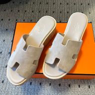 Hermes Eze 30 Slides Women Suede In Grey