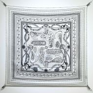 Hermes Festival des Amazones Bandana Scarf 90 In White
