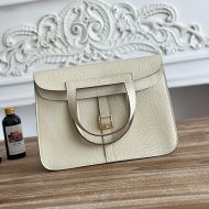Hermes Halzan Bag Clemence Leather In Beige
