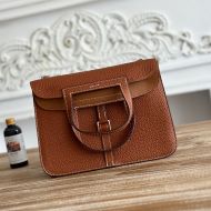 Hermes Halzan Bag Clemence Leather In Brown