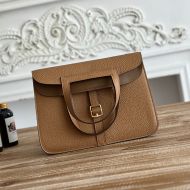 Hermes Halzan Bag Clemence Leather In Camel