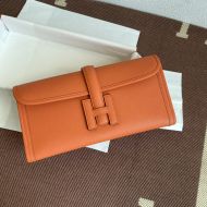 Hermes Jige Elan Clutch Epsom Leather In Orange