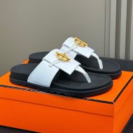 Hermes Joyce Slides Women Calfskin White/Black