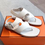 Hermes Karen Sandals Women Calfskin In White