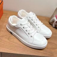 Hermes Kid Sneakers Unisex Calfskin In White