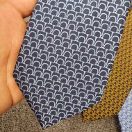 Hermes Mors Tricolore Tie In Navy Blue