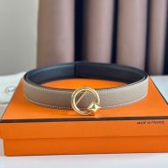 Hermes Round Buckle 24 Reversible Belt Leather In Brown/Black