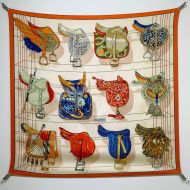 Hermes Tous En Selle Scarf 90 In Orange