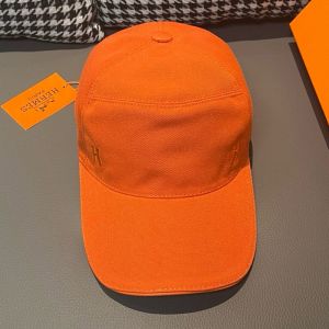 Hermes H Letter Embroidered Baseball Cap Canvas In Orange