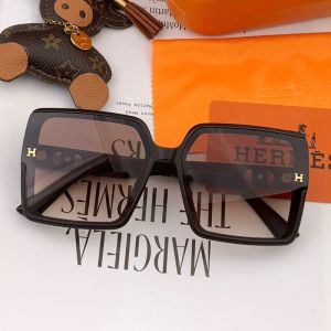 Hermes H6780 Square Acetate Sunglasses In Black/Orange