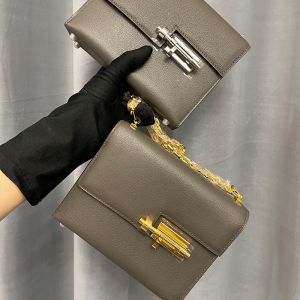 Hermes Mini Verrou Chaine Bag Chevre Mysore In Etain Grey