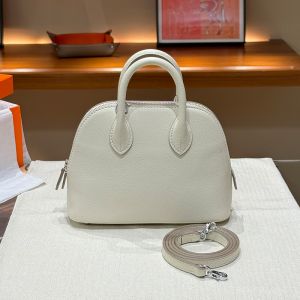 Hermes Mini Bolide Bag Chevre Leather Palladium Hardware In White