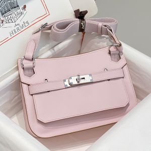 Hermes Mini Jypsiere Bag with Wooly Strap Evercolor Leather Palladium Hardware In Pink