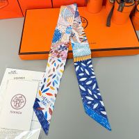 Hermes Chacun Fait Son Nid Silk Twilly In Blue