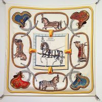 Hermes Embroidered Grand Apparat Scarf 90 In Gold