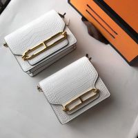 Hermes Roulis Bag Alligator Leather Gold Hardware In White